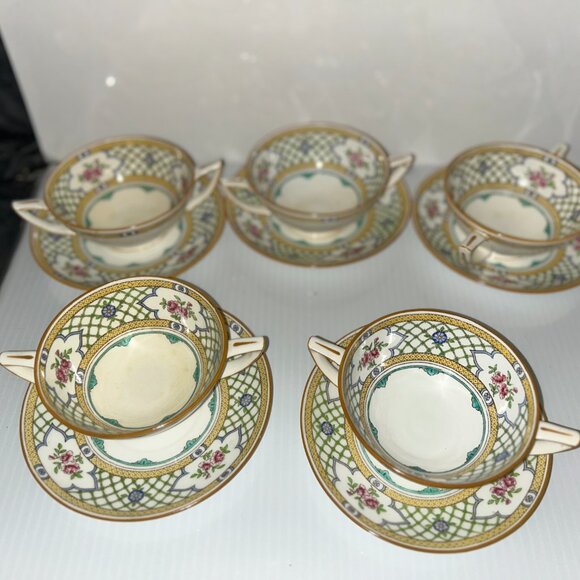 Minton Queens-Trellis, Double Handle Soup/Saucer, Vintage 1940s - Picture 7 of 7